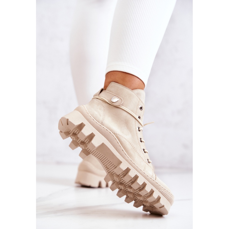 PK1 Béžové boty Marsha vázané Trappery béžový 1