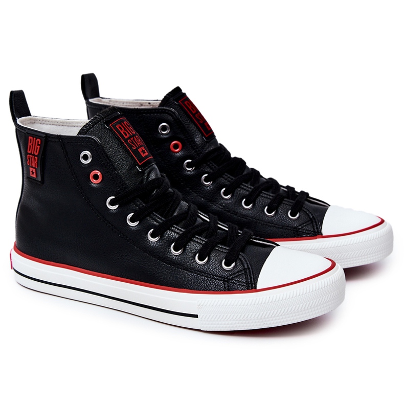 Pánské vysoké kožené tenisky Big Star JJ174070 Black černý 1