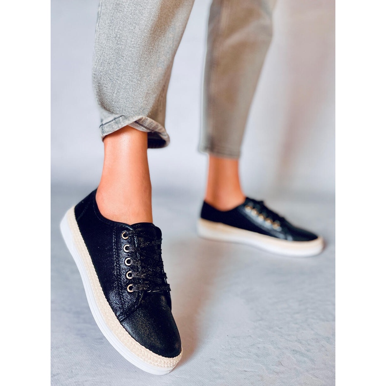 Zillo Black šněrovací espadrilky černá 1