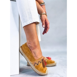Boho espadrilky s třásněmi Birna Camel hnědý 2