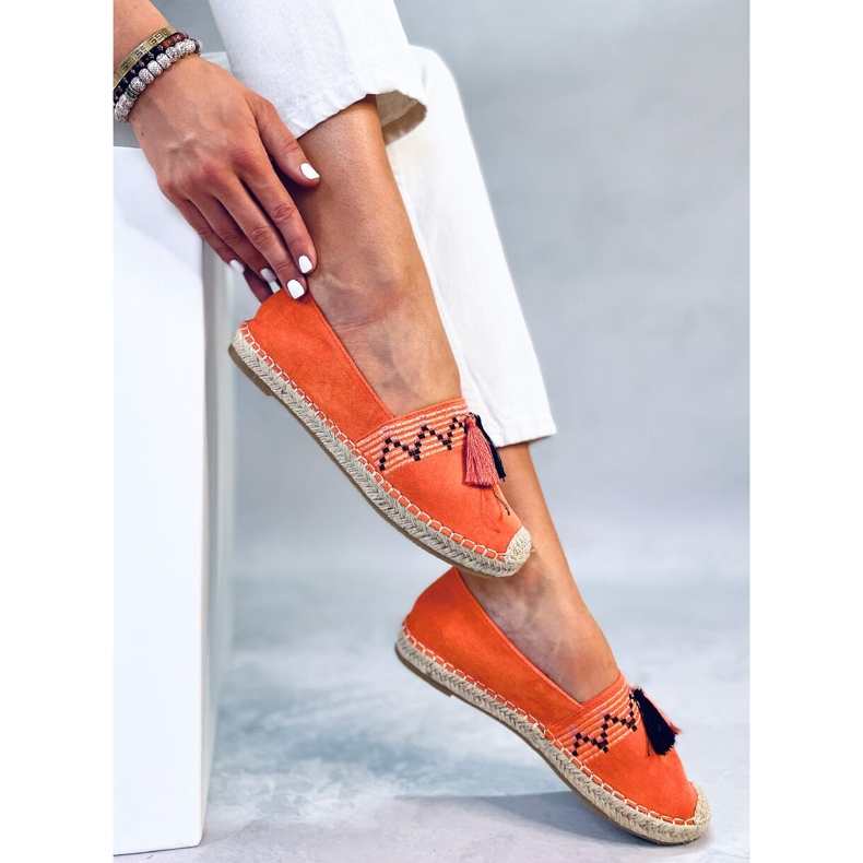 Boho espadrilky s třásněmi Birna Orange pomerančový 1