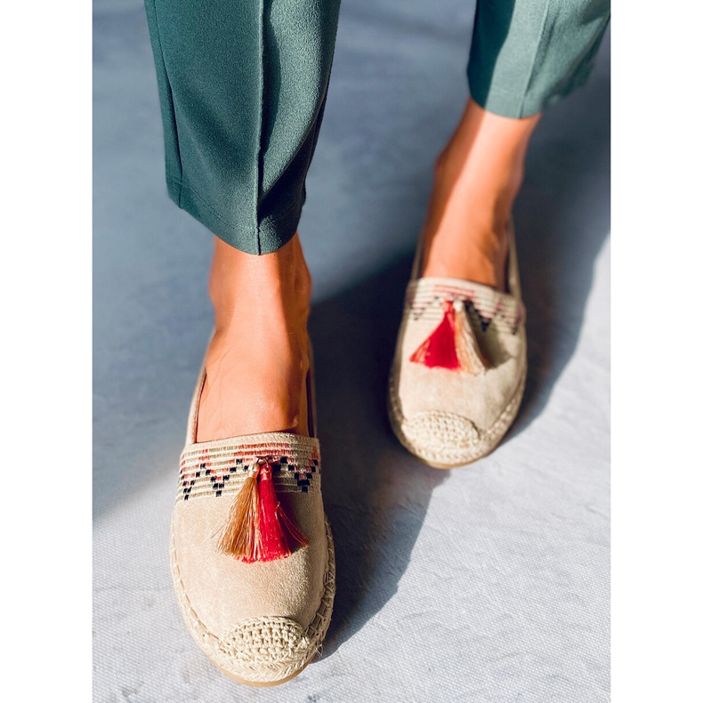 Boho espadrilky s béžovými třásněmi Birna 2