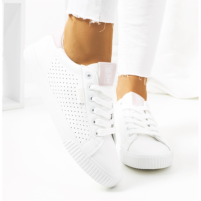 Dámské bílé tenisky Big Star HH274073 bílý růžový 2 Dámské bílé tenisky Big Star HH274073 bílý růžový 2