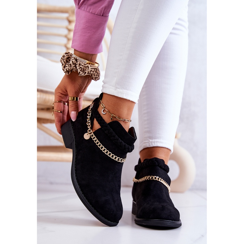 PS1 Semišové černé Boty S řetízkem Talitha černý 1