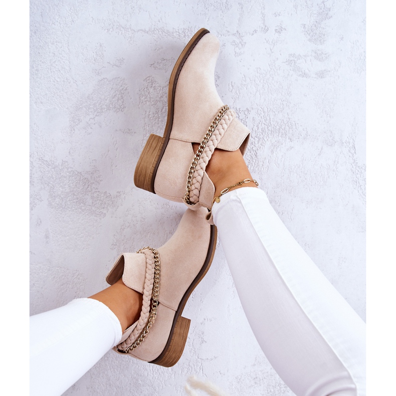 PS1 Semišové Boty S řetízkem Béžová Talitha béžový 2