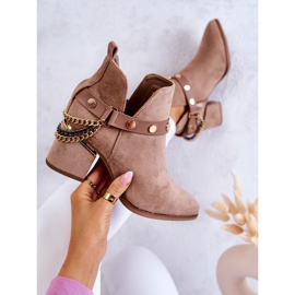 PS1 Semišové dámské boty s řetízky tmavě béžová Tracy béžový 1