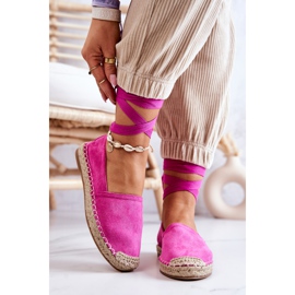 FB1 Vázané semišové Espadrilky Fuchsia Ismanne růžový 2