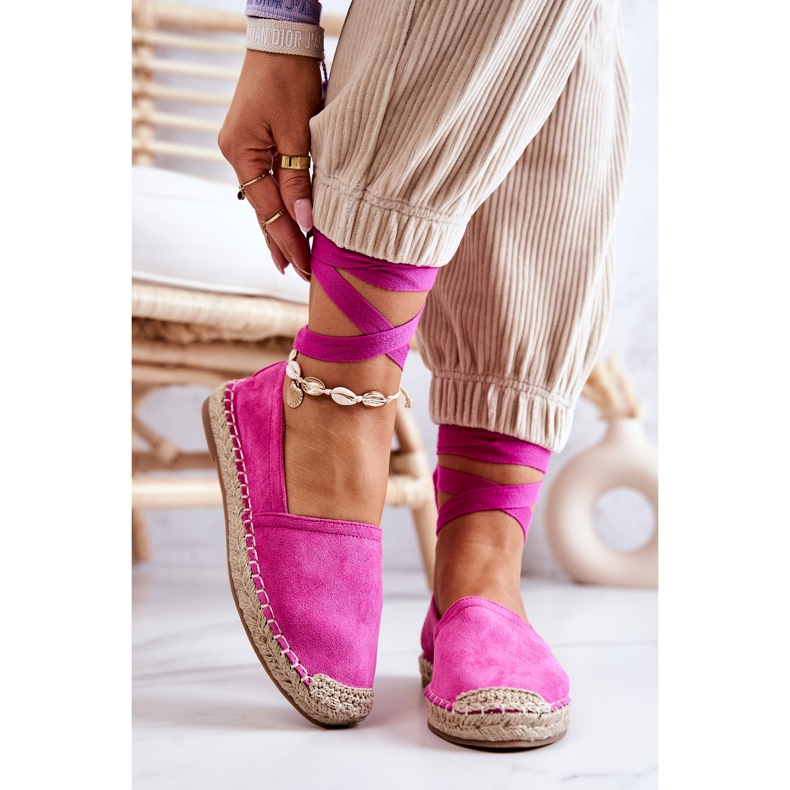 FB1 Vázané semišové Espadrilky Fuchsia Ismanne růžový 2