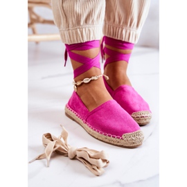 FB1 Vázané semišové Espadrilky Fuchsia Ismanne růžový 1
