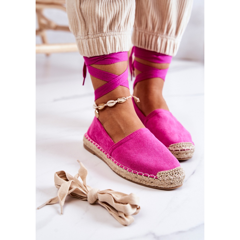 FB1 Vázané semišové Espadrilky Fuchsia Ismanne růžový 1
