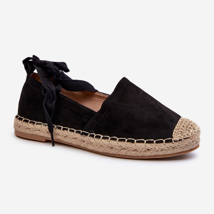 Ismanne Černé semišové espadrilky Vázané černý 1
