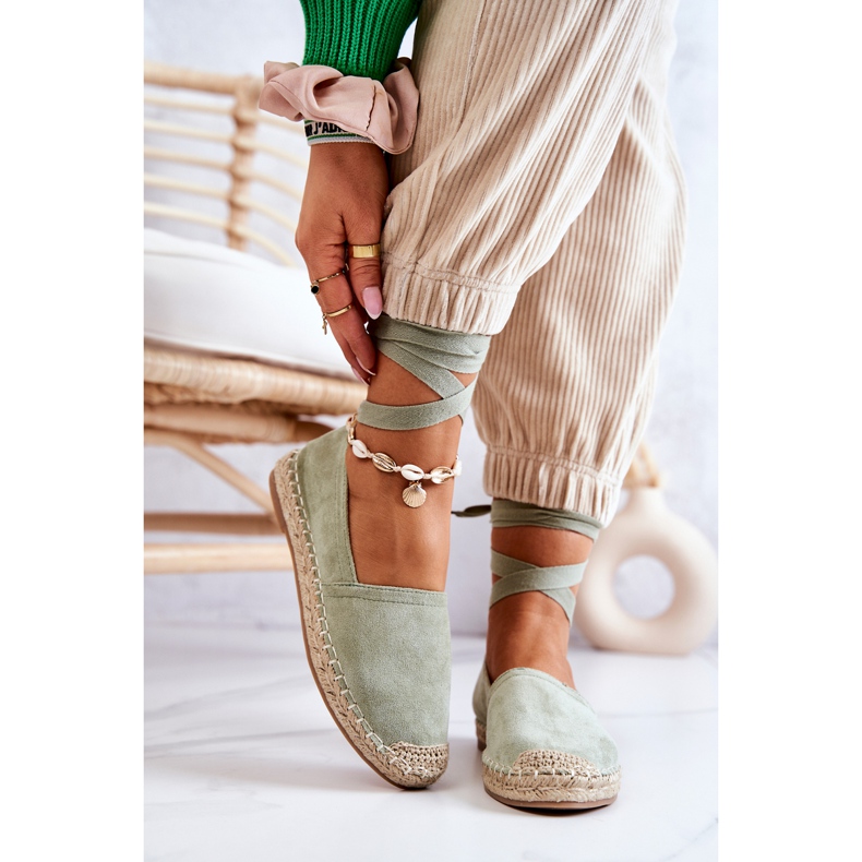 FB1 Vázané zelené espadrilky Ismanne Suede zelená 2