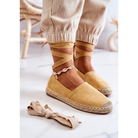 FB1 Vázané žluté Ismanne Suede Espadrilky žluť 1