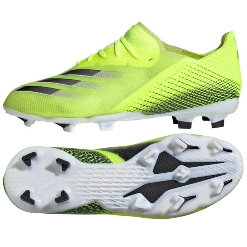 Kopačky Adidas X Ghosted.1 Fg Jr FW6955 bílá, žluto-zelená neonová zelený 1