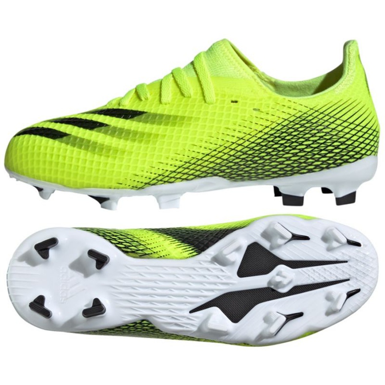 Kopačky Adidas X Ghosted.3 Fg Jr FW6934 bílý, žlutozelený neon zelená 1