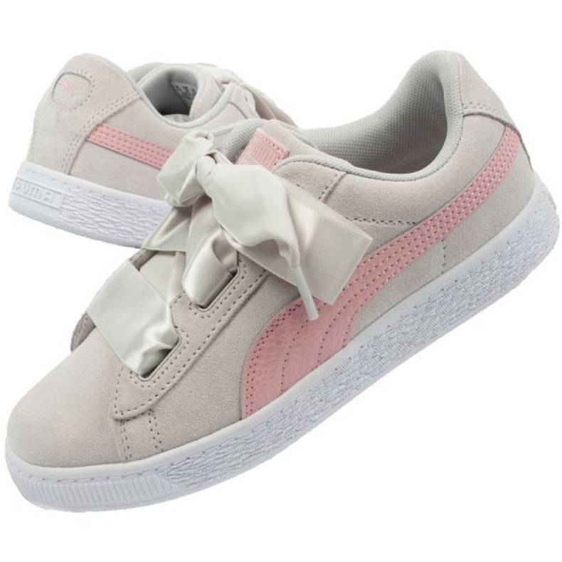 Boty Puma Suede Heart Circles Jr 370569 01 růžový šedá 1