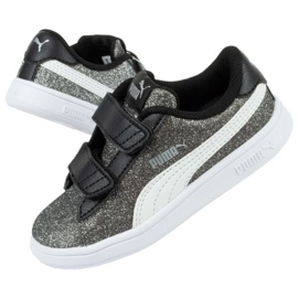 Puma Smash V2 Glitz Glam Jr 367380 04 černá stříbrný 1 Puma Smash V2 Glitz Glam Jr 367380 04 černá stříbrný 1