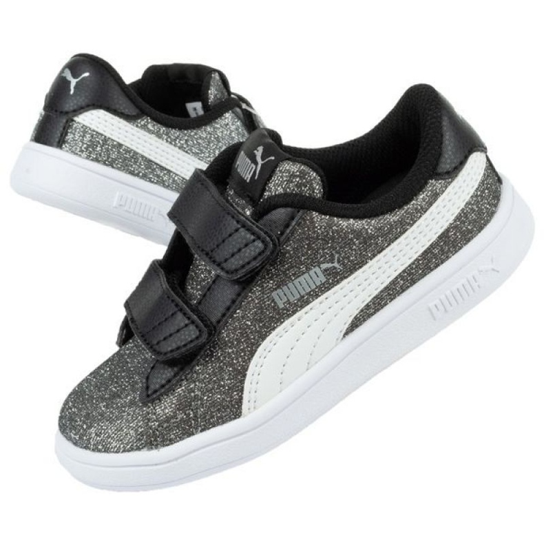 Puma Smash V2 Glitz Glam Jr 367380 04 černý stříbro 1