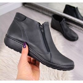 Pohodlné zateplené kožené boty W Helios 642 šedá 1