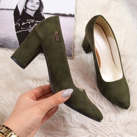 Lodičky na sloupku Monique W AN866J olivová khaki zelená 1