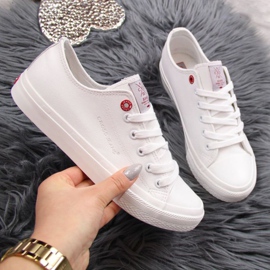 Nízké tenisky z eko kůže Cross Jeans W INT1140B bílé bílý 1 Nízké tenisky z eko kůže Cross Jeans W INT1140B bílé bílý 1