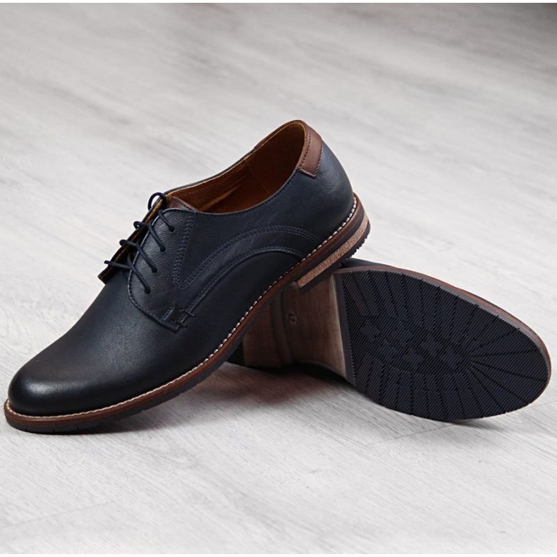 Kožené boty Gregor M 1836 tmavě modré námořnická modrá 1