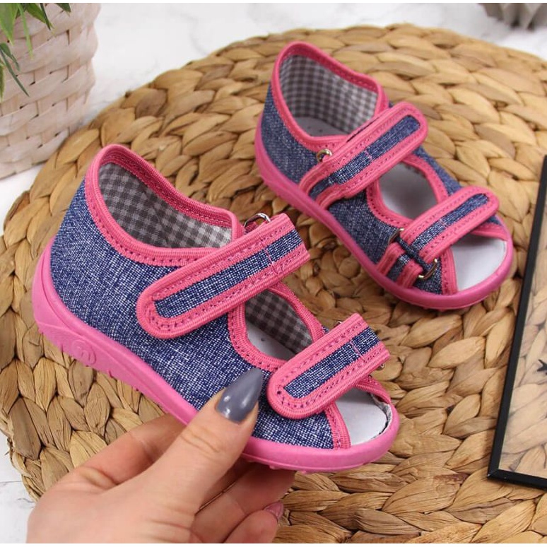 Vnitřní pantofle Nazo TEX4B, tmavě modré a růžové růžový 1