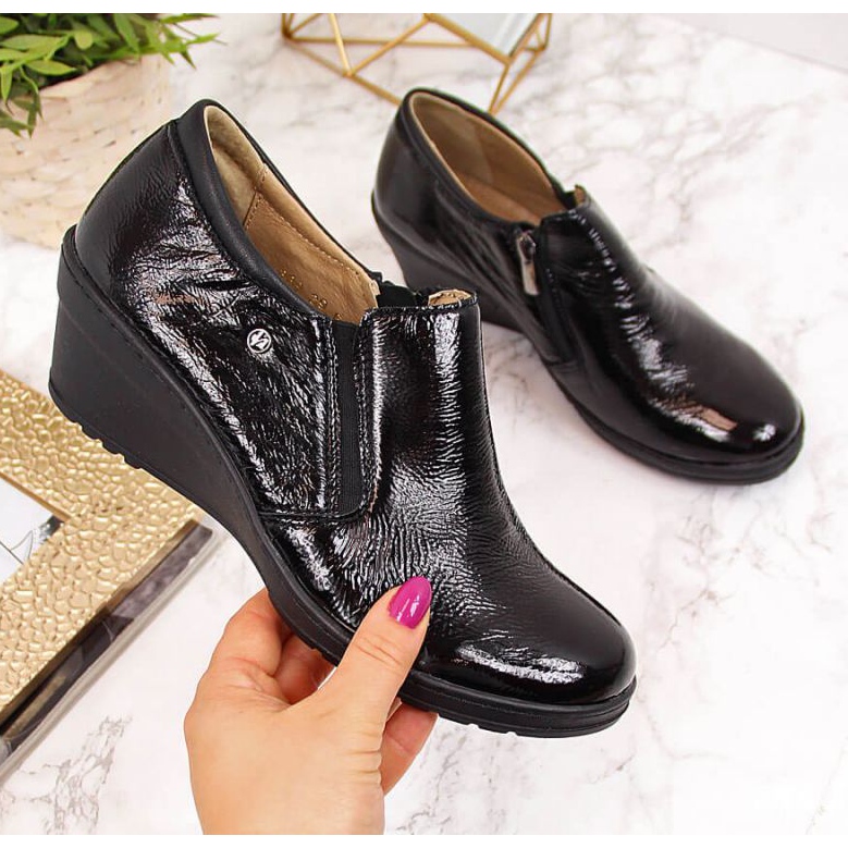 Lakované kožené boty Helios W 389 černé černá 1