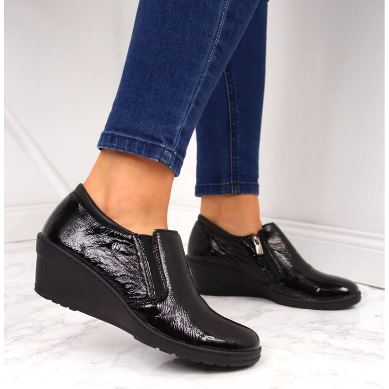 Lakované kožené boty Helios W 389 černé černá 2