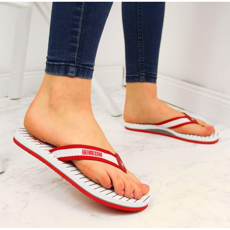 Plážové žabky Big Star W DD274A249 červené bílý 2