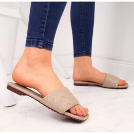 Prošívané pantofle S. Barski W OLI103B béžové béžový 2