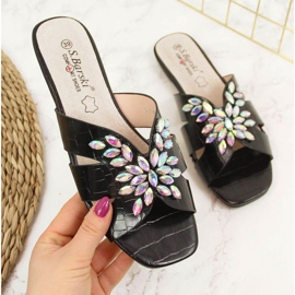 Černé pantofle s kamínky S. Bararski W OLI104 černá 1