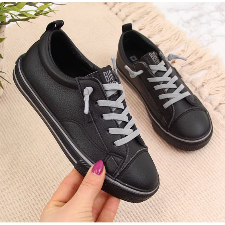 Nízké tenisky z eko kůže Big Star Jr HH374038 černé bílý černá 1