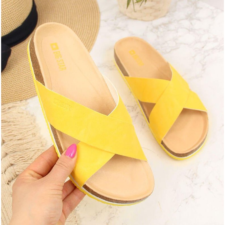 Kožené pantofle Big Star W HH274596 žluté žlutá 1