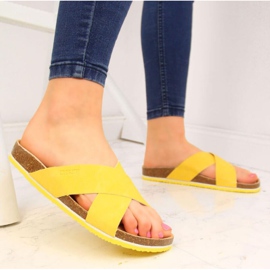 Kožené pantofle Big Star W HH274596 žluté žlutá 2