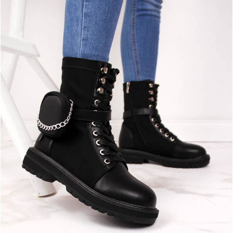 Kožené boty s kapsou Goe W II2N4024 černé černá 2