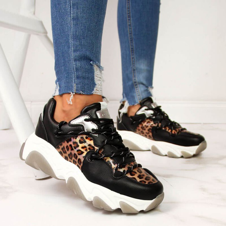 Leopardí tenisky Goe W II2N4067 béžový hnědý černý stříbro 2