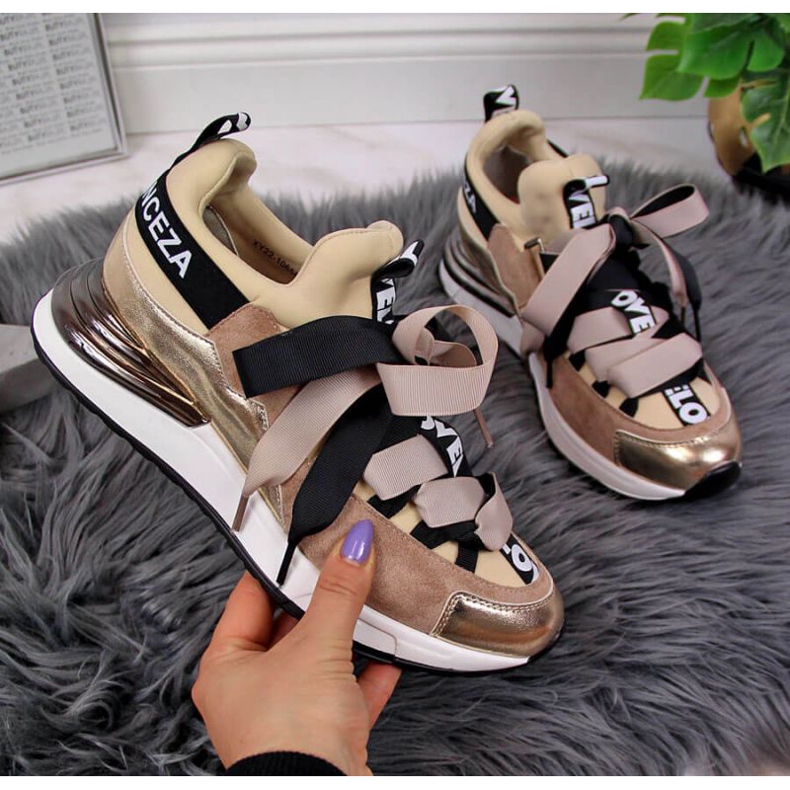 Tenisky s nápisy Vinceza W JAN49A béžové béžový 1