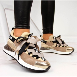 Tenisky s nápisy Vinceza W JAN49A béžové béžový 2