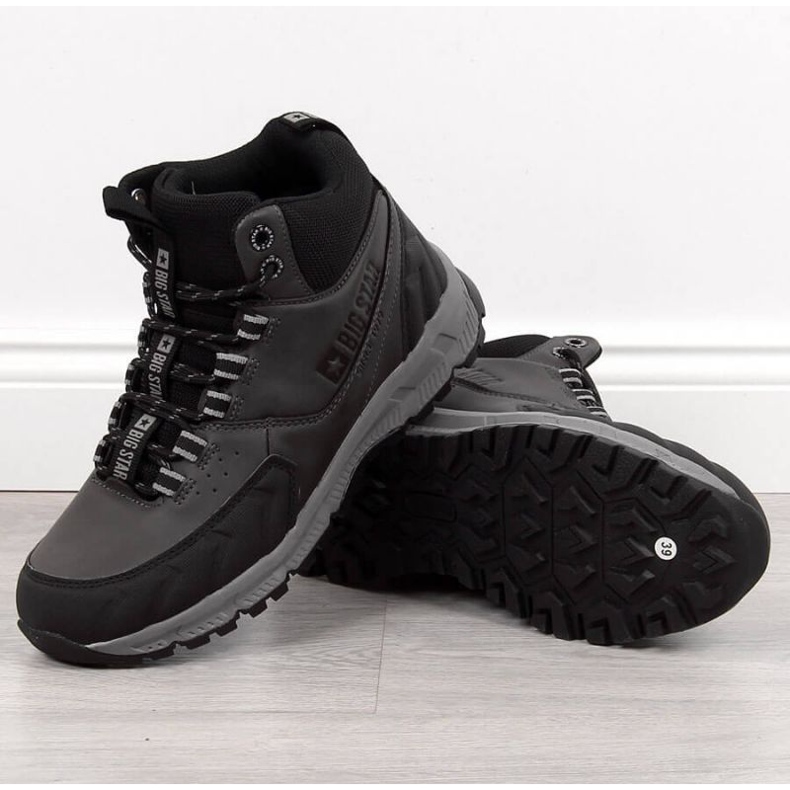 Šedé turistické boty Big Star Jr. INT1622B bílý 1