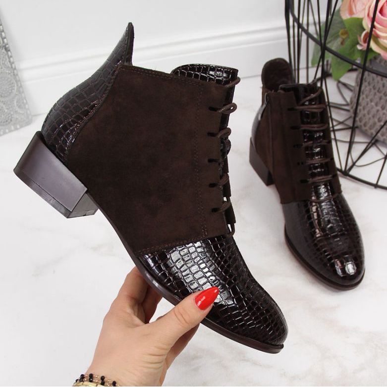 Boty z hadí kůže Potocki W WOL33B hnědé hnědý 1