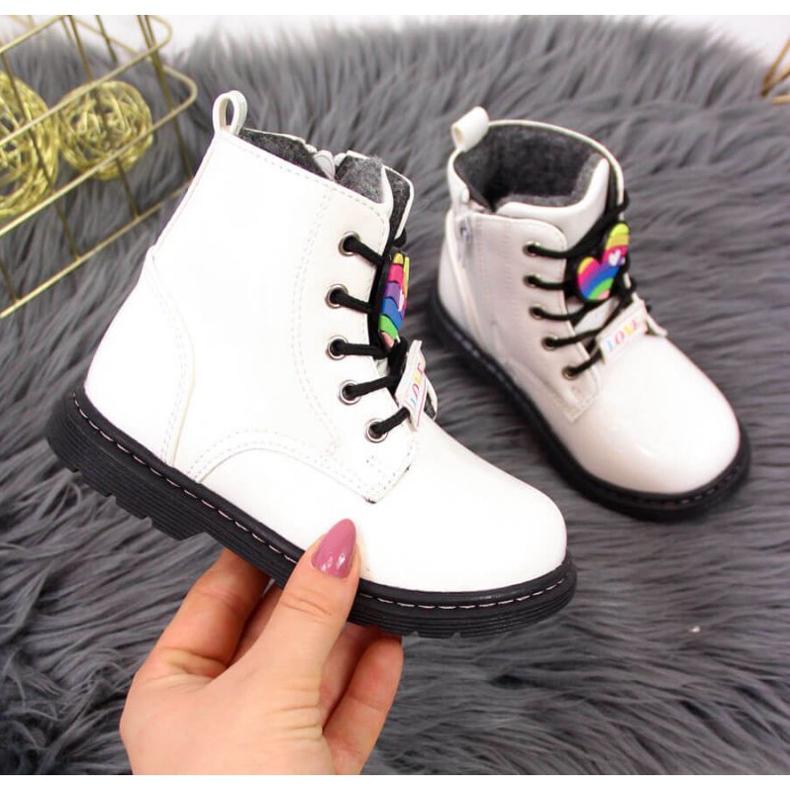 Teplé dívčí boty Jr EVE318B bílé bílý 1