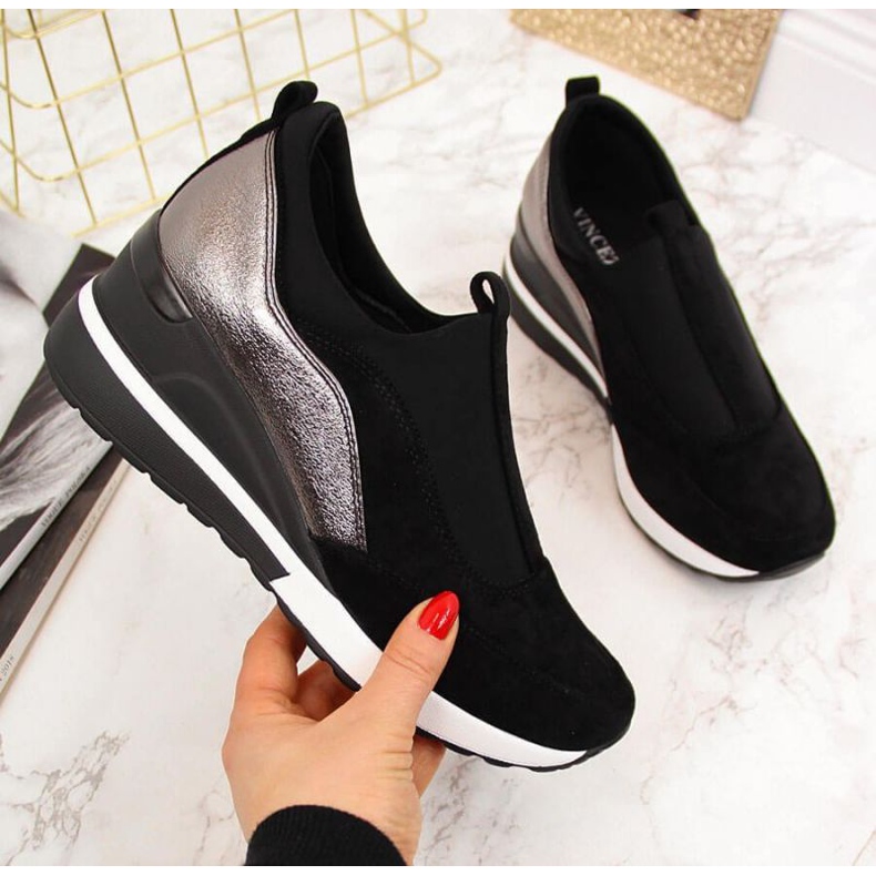 Tenisky na klínku W Vinceza WM790B černé černá 1