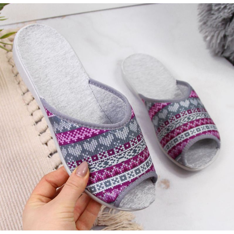 Domácí pantofle W BEF17D Befado šedofialové fialový šedá 1