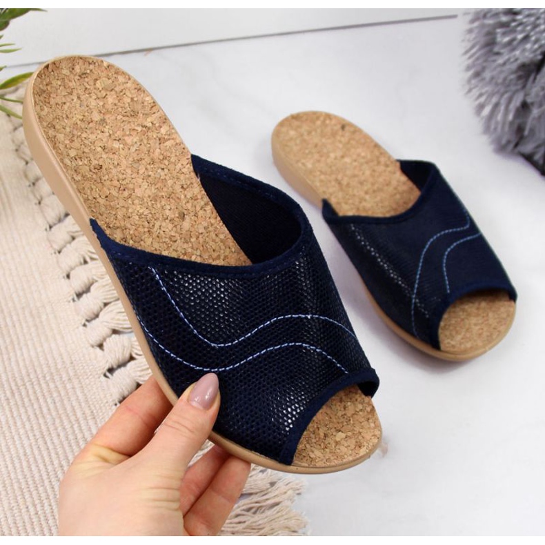 Domácí pantofle korkové Befado W BEF17F tmavě modrá námořnická modrá 1