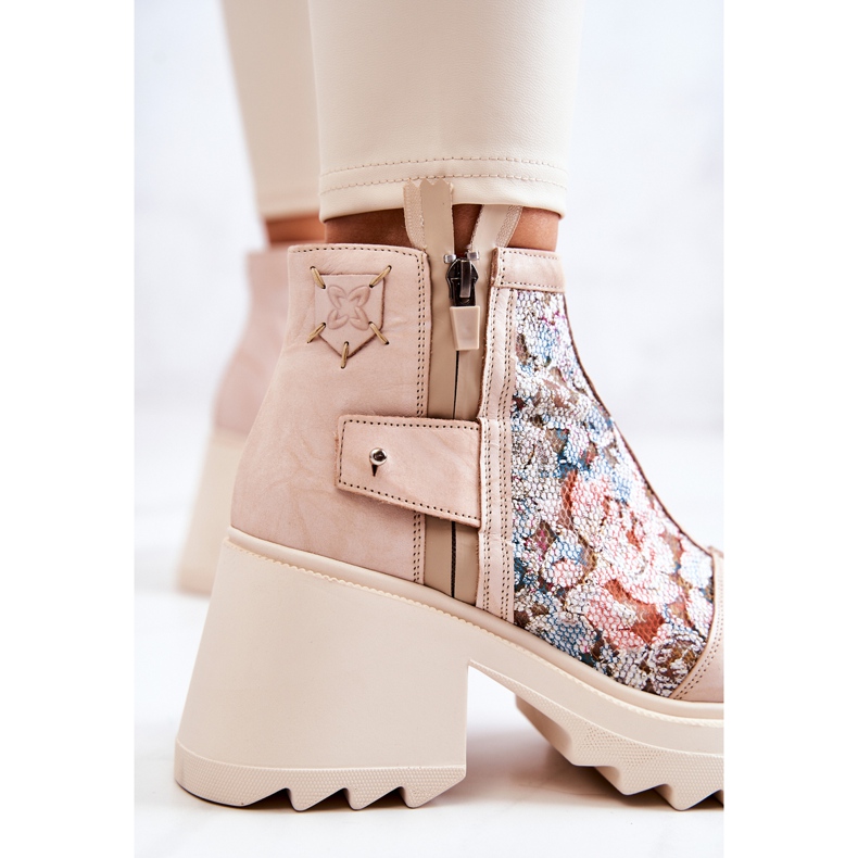 Kožené boty na masivním sloupku Maciejka Béžová 05325-04 béžový 1 Kožené boty na masivním sloupku Maciejka Béžová 05325-04 béžový 1