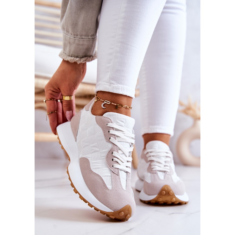 FJ1 Klasická sportovní obuv, vázaná bílá a béžová Patrice béžový bílý 1