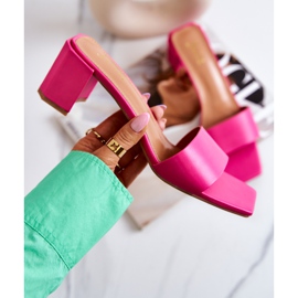 FJ1 Kožené Pantofle Na Podpatku Růžové Netty růžový 1 FJ1 Kožené Pantofle Na Podpatku Růžové Netty růžový 1