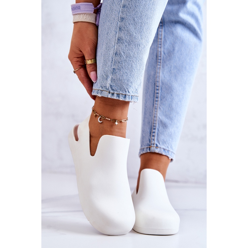 FS1 Módní bílé gumové dřeváky Meriko bílý 1