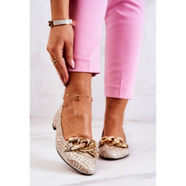 PA2 Lakované kožené lodičky Snake Béžová Elissabeth hnědý 2